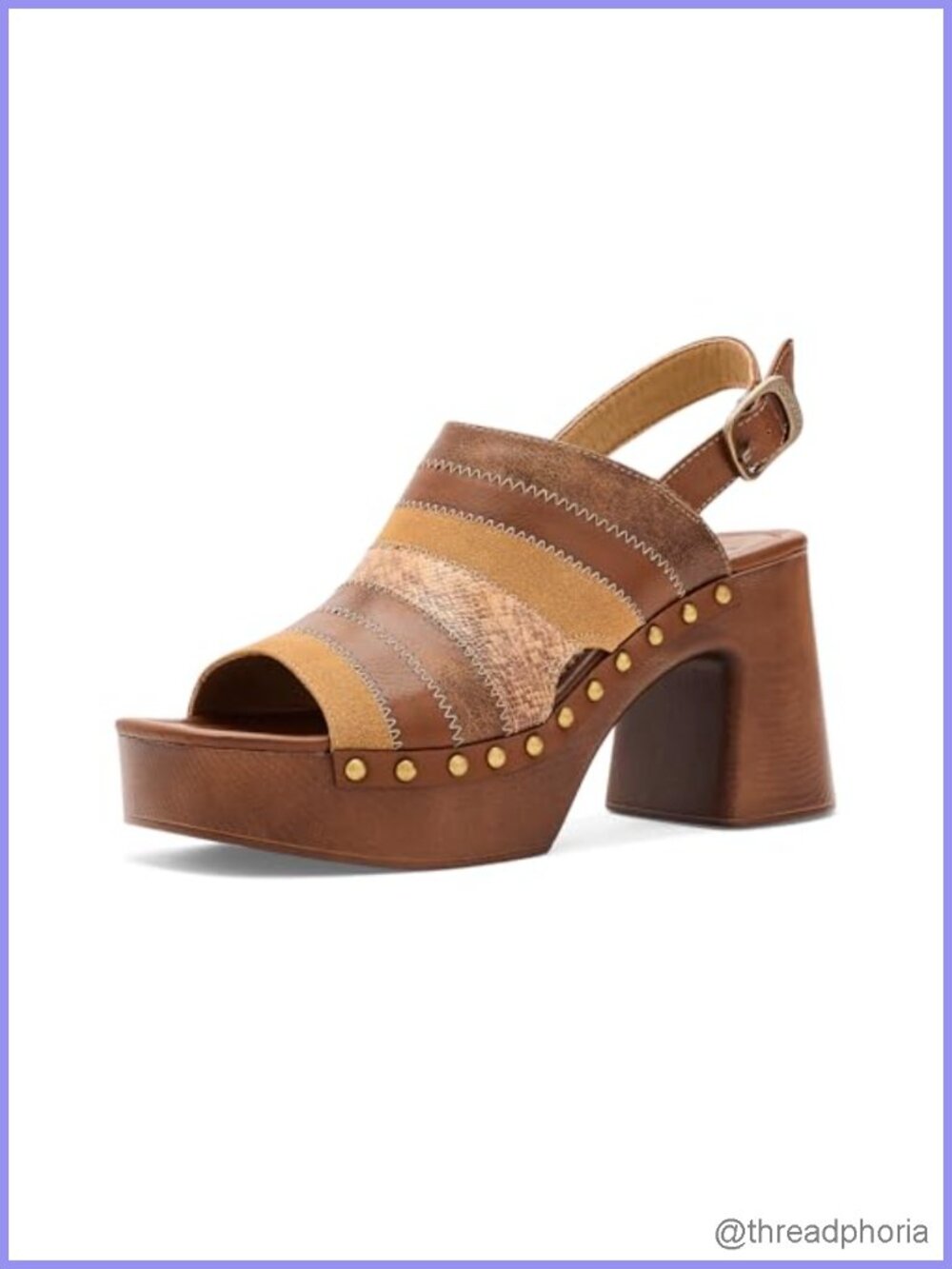Faux Leather Wylie Patchwork Clog Women's Square Toe Block Heel Pull-On Mules
